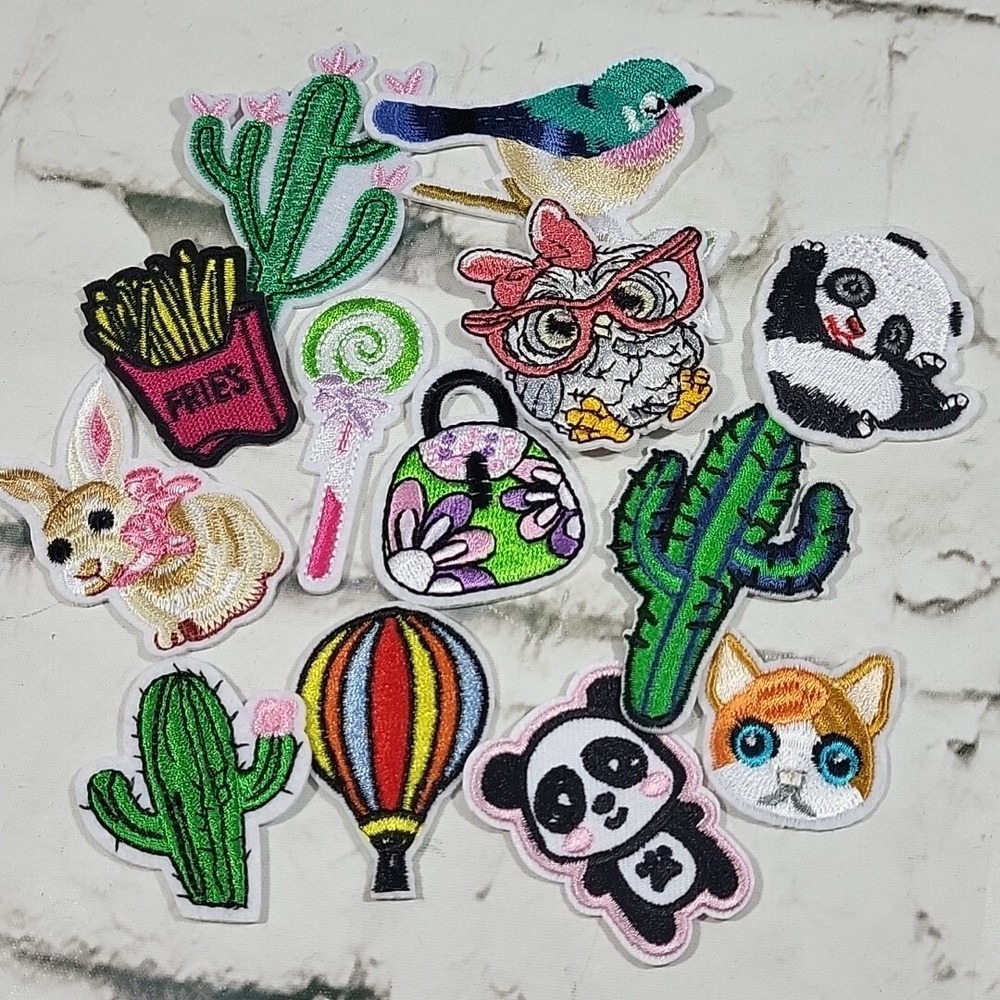 Iron-On‎ Patches Sewing Craft Embellishment Lot Cute Critters Cactus Pandas
